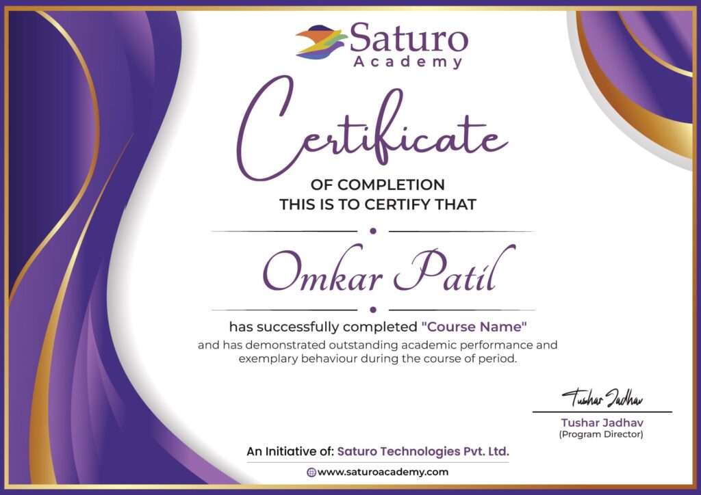 Saturo Academy-Certificate